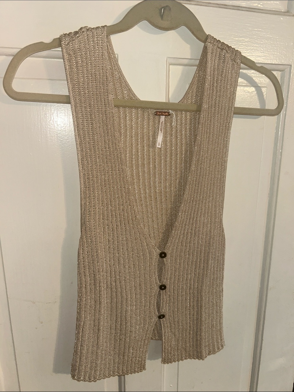 Free People Gold Lurex knit top
